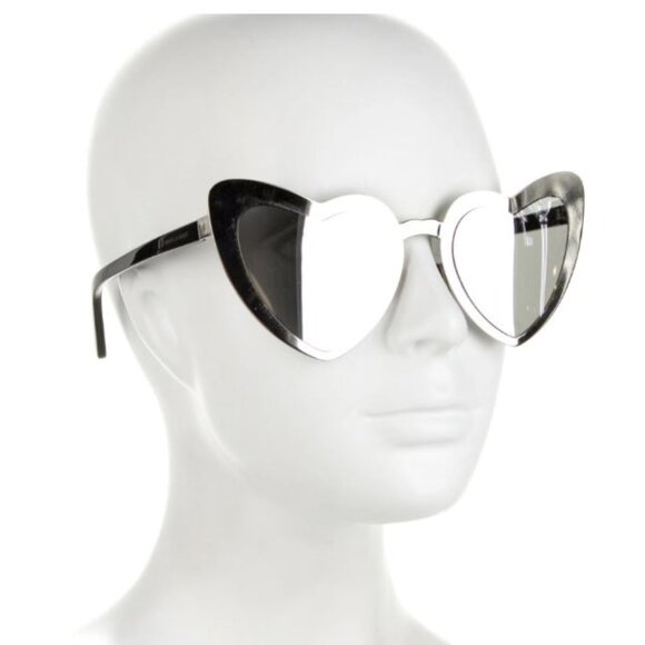 YSL Saint Laurent Cat-Eye Heart Sunglasses in Silver - Picture 1 of 3